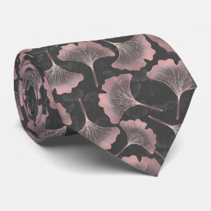 Blush Ginkgo Luxe – Gold Botanical on Black (9) Tie