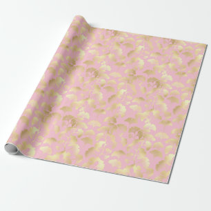 Blush Ginkgo Luxe – Gold Botanical on Pink (6) Wrapping Paper