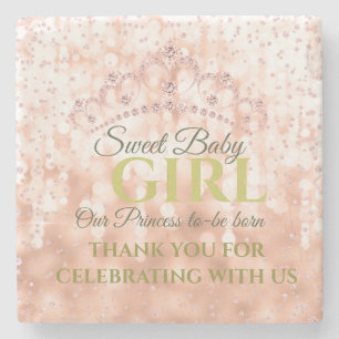 Blush Girly Diamond Rose Gold Sweet Baby Stone Coaster