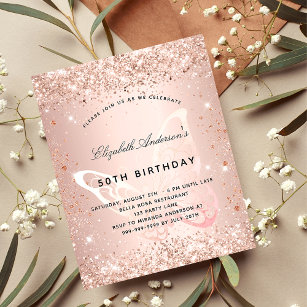 Blush glitter butterfly budget birthday invitation