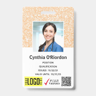 Blush Glitter Clinical Photo ID QR Barcode Badge