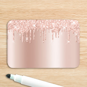 Blush Glitter Drips Pale Rose Gold Shimmer Name Tag