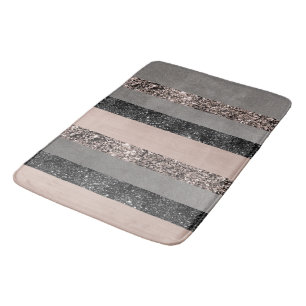 Blush Glitter Glam Stripes #1 #shiny Bath Mat