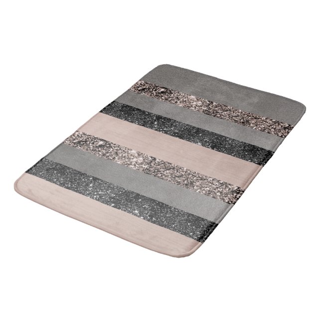 Blush Glitter Glam Stripes #1 #shiny Bath Mat (Angled)