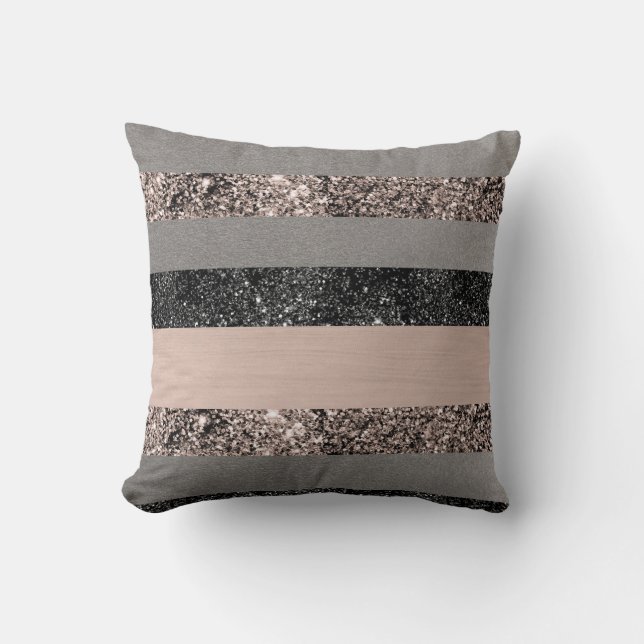 Blush Glitter Glam Stripes #1 #shiny Cushion (Front)