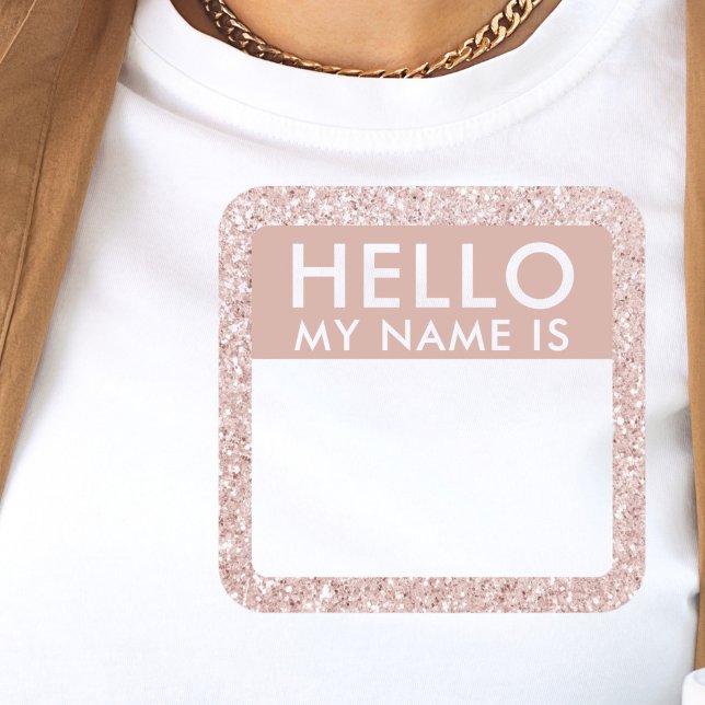 Blush Glitter Hello My Name Is Stickers (Creator Uploaded)