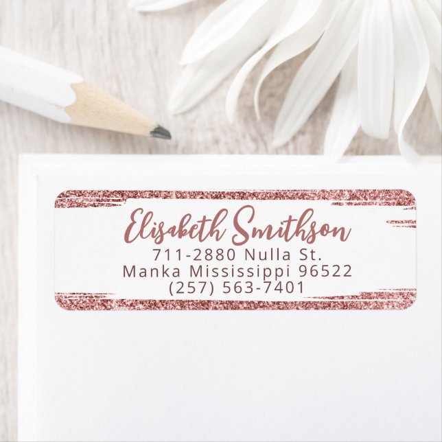  Blush Glitter Modern Luxury Custom Return Address Label (Insitu)