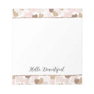 Blush Glitter Pink Cream Brown Hearts  Notepad