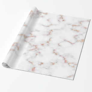 Blush Glitter Pink White Marble Glossy Wrapping Paper
