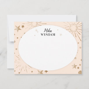 Blush Glitter Stars and Fireworks Note Card