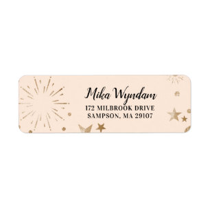 Blush Glitter Stars and Fireworks Return Address Return Address Label