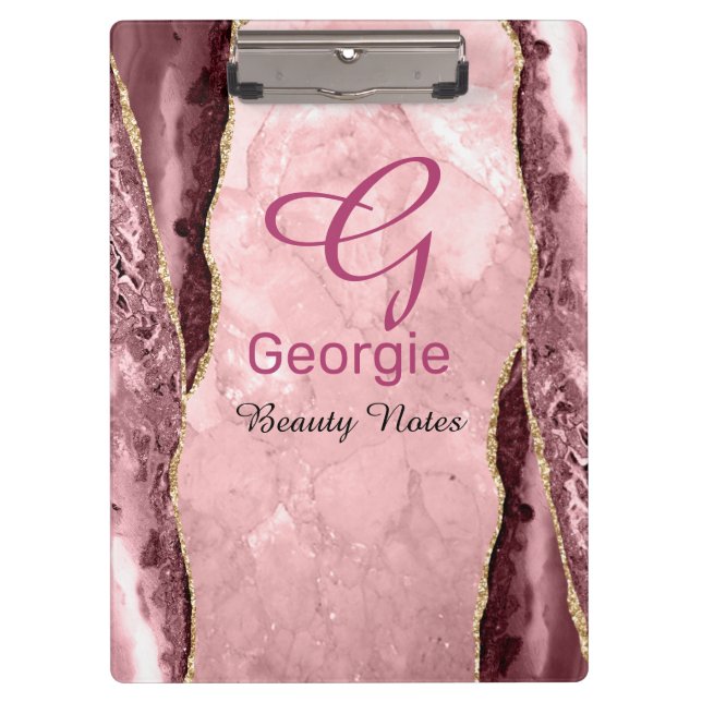 Blush & Gold Agate Clipboard (Front)