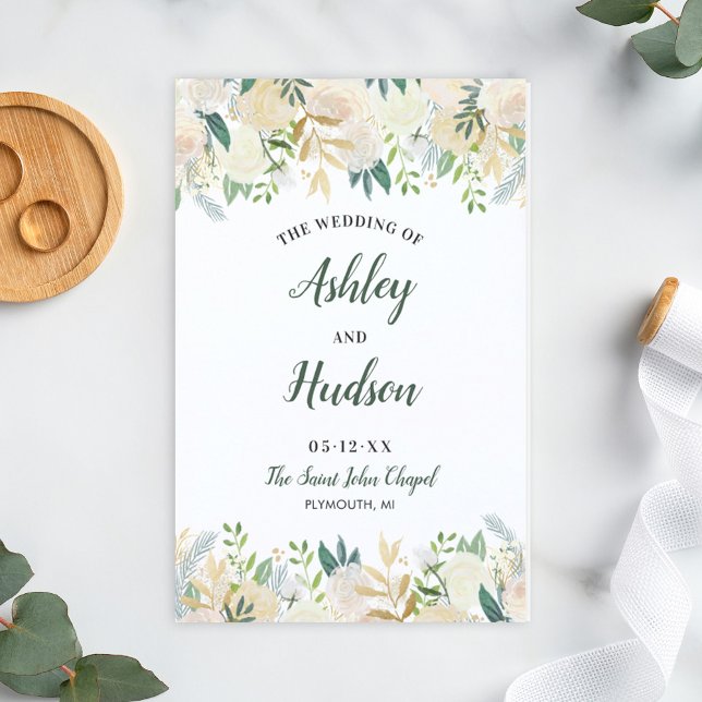 Blush Gold and Green Floral Wedding Programs (Creator Uploaded)