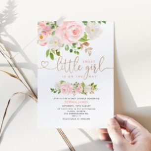 Blush gold baby shower invitation