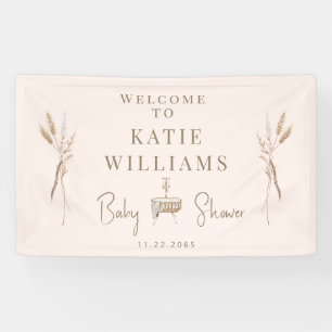 Blush & Gold Boho Baby Shower Welcome Sign Banner