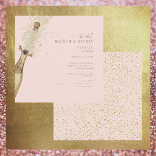 Blush & Gold Bridal Brunch & Bubbly Champagne Invitation