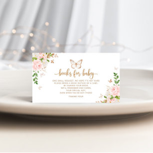 Blush gold butterfly books for baby ticket enclosu enclosure card