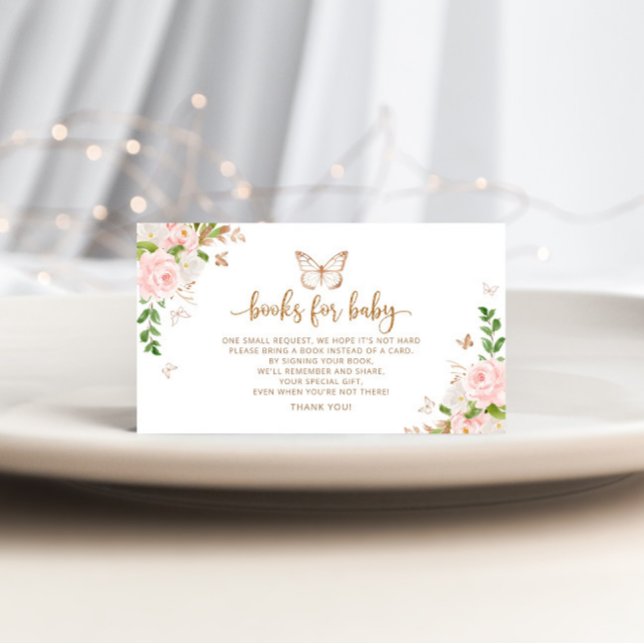 Blush gold butterfly books for baby ticket enclosu enclosure card (Creator Uploaded)