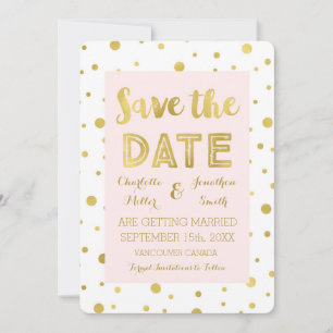 Blush Gold Confetti Wedding Photo Save the Date