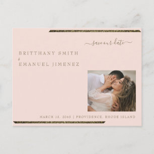 Blush & Gold Dazzling Photo Wedding Save Our Date Postcard