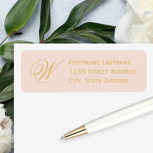 Blush Gold Elegant Script Monogram Address Return Address Label