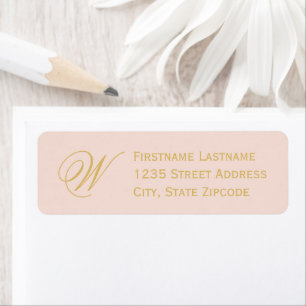 Blush Gold Elegant Script Monogram Return Address Return Address Label
