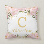 Blush Gold Floral Monogram Custom Photo Nursery Cushion<br><div class="desc">Decorate your little one's nursery with this elegant throw pillow featuring gorgeous watercolor peonies and sprinkles of faux gold confetti. Customize the pillow by adding your own photo - the name and monogram are also customizable. If you want to change the font style and color, please click the "Customize Further"...</div>