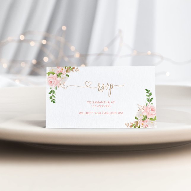 Blush gold floral RSVP enclosure card (Creator Uploaded)
