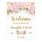 Blush Gold Floral Wedding Welcome Sign Chic