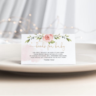 Blush gold flowers books for baby ticket enclosure card