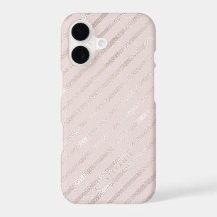 Blush Gold Foil Diamond Stripes Pattern Monogram