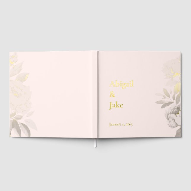 Blush Gold Foil Personalised Wedding Guest Book (Full)