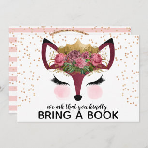 Blush & Gold Fox Princess Bring A Book Invitation