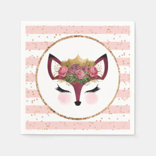 Blush & Gold Fox Princess Napkin