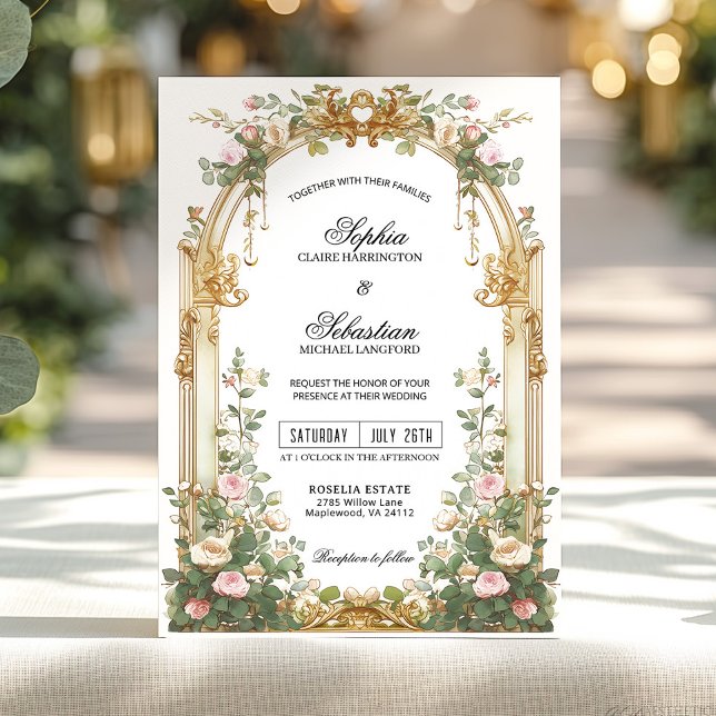 Blush Gold Garden Estate Ceremony Invitation (Creator Uploaded)