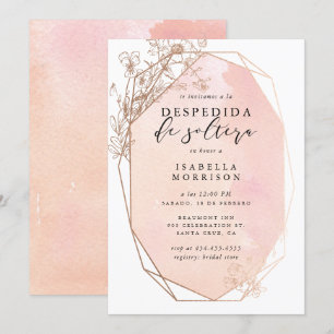 Blush Gold Geometric Floral Spanish Bridal Shower Invitation