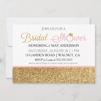Blush Gold Glitter Bridal Shower Invitation