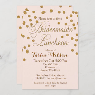 Blush Gold Glitter Bridesmaids Luncheon invites