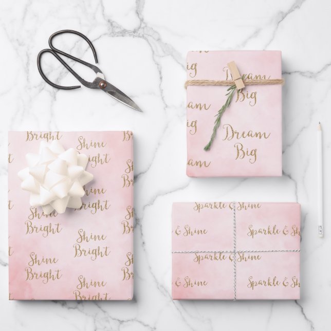 Blush Gold Glitter Dream Shine Sparkle   Wrapping Paper Sheet (Front)