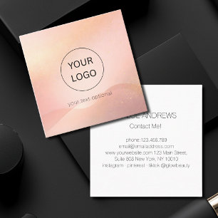 Blush Gold Glow Logo Salon Square Business Card