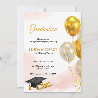 Blush Gold Graduation Party Invitation 2026