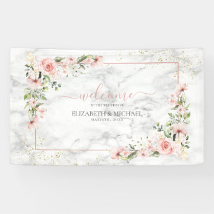 Blush Gold Greenery Dusty Pink Floral Wedding Banner