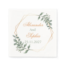 Blush Gold Greenery Euclayptus Wedding Napkins