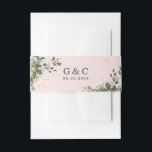 Blush Gold Greenery Succulent Dusty Blue Wedding Invitation Belly Band<br><div class="desc">Design features light or blush pink watercolor splashes with printed gold simulated flecks. Design also features blush pink rose floral elements within greenery bouquets or wreathes. The wreathes/bouquets contain a succulent, eucalyptus and other greenery elements in shades of dark emerald green, sage green, dusty blue and more to fit all...</div>