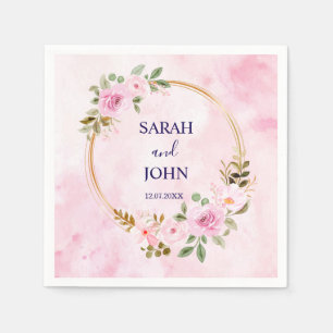 Blush Gold Greenery Succulent Dusty Blue Wedding N Napkin