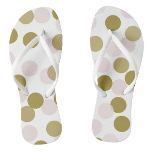 Blush & Gold Large Bokeh Confetti Dots Pattern Thongs
