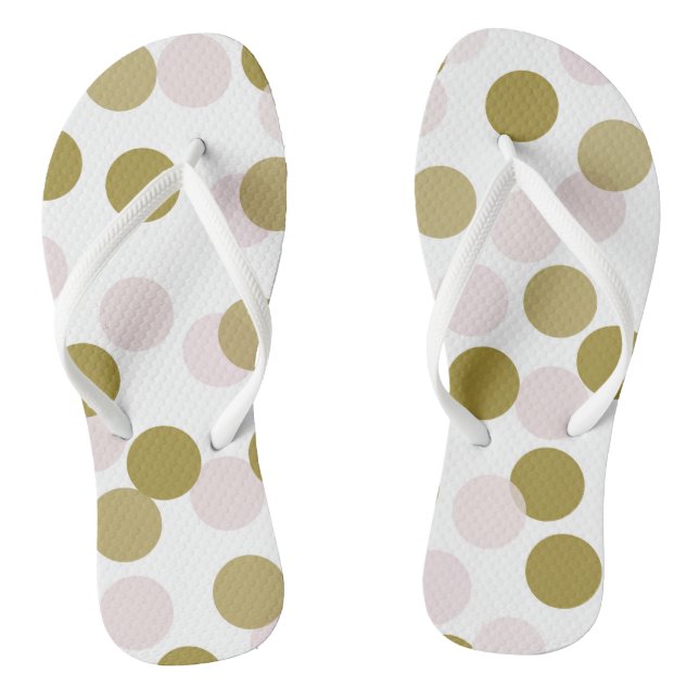 Blush & Gold Large Bokeh Confetti Dots Pattern Thongs (Footbed)
