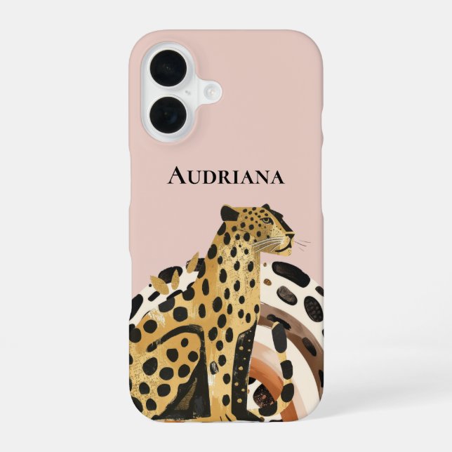 Blush Gold Leopard iPhone 16 Case (Back)
