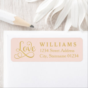 Blush Gold Love Script Wedding Address Return Address Label