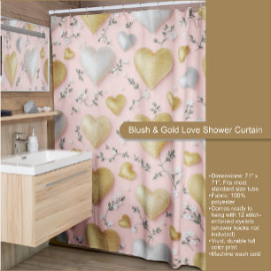 Blush & Gold Love Shower Curtain